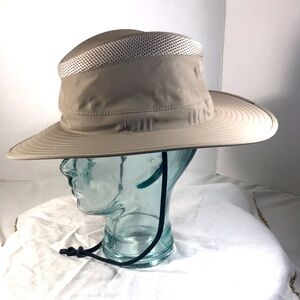 Charter Sunday Afternoons Mens Fedora Trail Beige Wide Brim Hat with Chin Strap